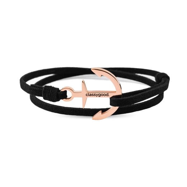 Classygood. Anker Armband Edelstahl - Rosègold - Alcantara-Leder Band von Classygood.