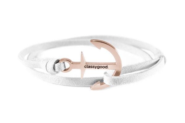 Classygood. Anker Armband Edelstahl - Rosègold - Alcantara-Leder Band von Classygood.