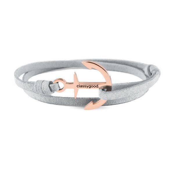 Classygood. Anker Armband Edelstahl - Rosègold - Alcantara-Leder Band von Classygood.