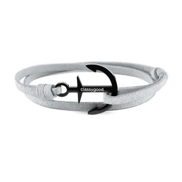 Classygood. Anker Armband Edelstahl - Schwarz- Alcantara-Leder Band von Classygood.
