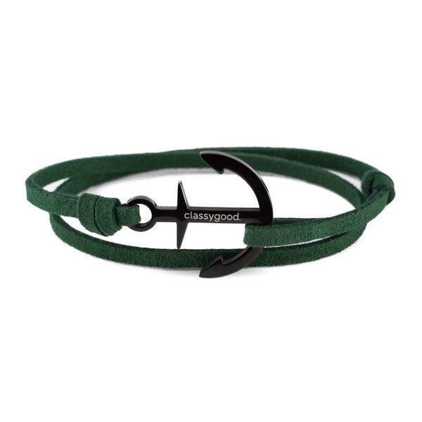 Classygood. Anker Armband Edelstahl - Schwarz- Alcantara-Leder Band von Classygood.