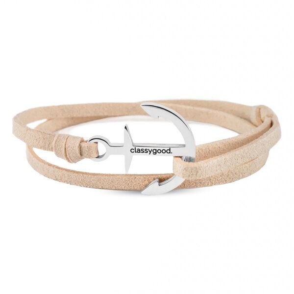 Classygood. Anker Armband Edelstahl - Silber - Alcantara-Leder Band von Classygood.