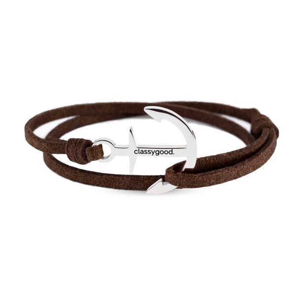 Classygood. Anker Armband Edelstahl - Silber - Alcantara-Leder Band von Classygood.