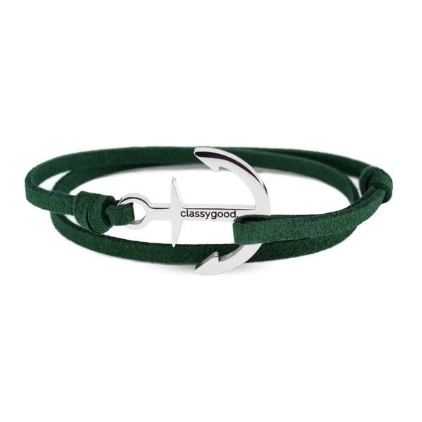 Classygood. Anker Armband Edelstahl - Silber - Alcantara-Leder Band von Classygood.