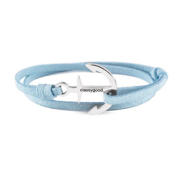 Classygood. Anker Armband Edelstahl - Silber - Alcantara-Leder Band von Classygood.