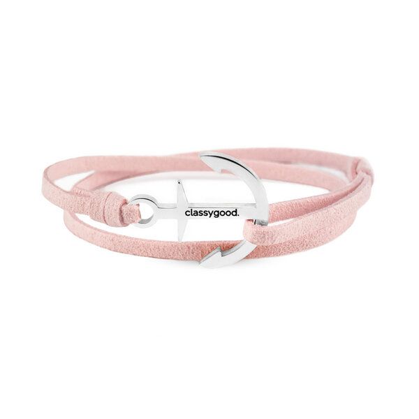 Classygood. Anker Armband Edelstahl - Silber - Alcantara-Leder Band von Classygood.