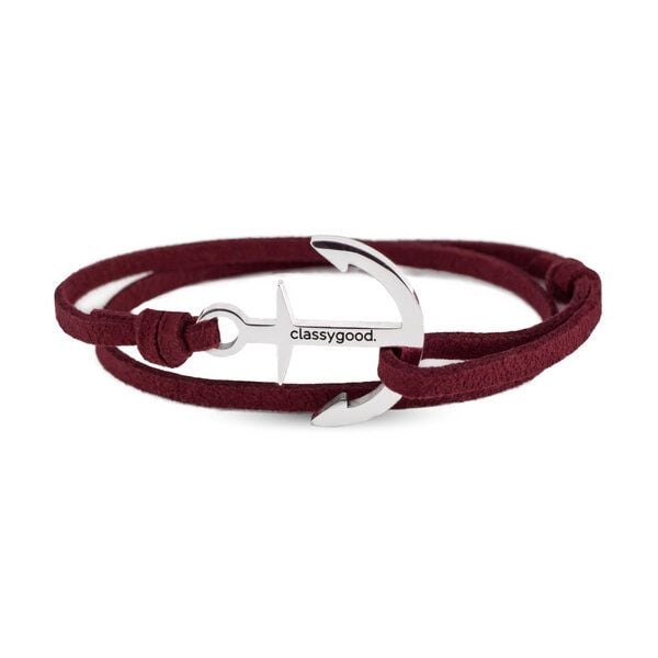 Classygood. Anker Armband Edelstahl - Silber - Alcantara-Leder Band von Classygood.