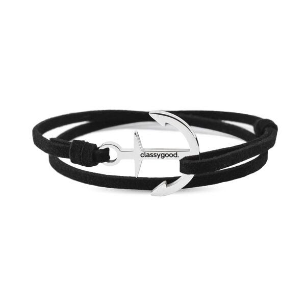 Classygood. Anker Armband Edelstahl - Silber - Alcantara-Leder Band von Classygood.