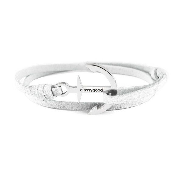 Classygood. Anker Armband Edelstahl - Silber - Alcantara-Leder Band von Classygood.