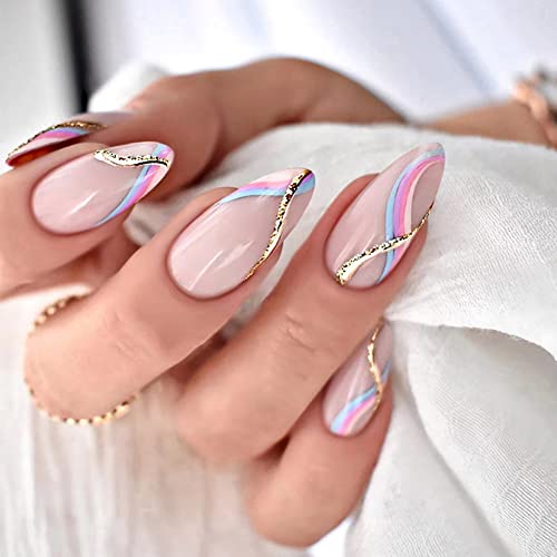 Clataly 24PCS Mond Sterne gefälschte Nagel Liebe Herz Welle Perle Acryl Falsche Nägel Druck auf künstliche Nägel spitze Falsche Nägel für Frauen Mädchen (A) von Clataly