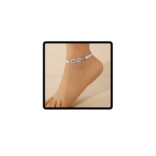 Clataly 8-Wort Knöchelkette Kristall Knöchelarmband Sommer Strand Fuß Kette Schmuck für Frauen Mädchen (Silber) von Clataly