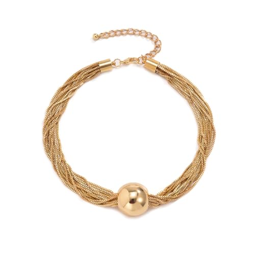 Clataly Chunky Kugel Anhänger Halskette Übertrieben Multi-Layer Statement Halskette Armbänder Dicke Ketten Schmuck für Frauen Mädchen (Gold) von Clataly