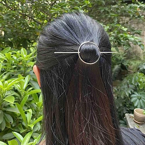 Clataly Circular Hair Stick Pin Vintage Circle Hair Clip Hochzeit Haarschmuck für Frauen Mädchen (Silber) von Clataly