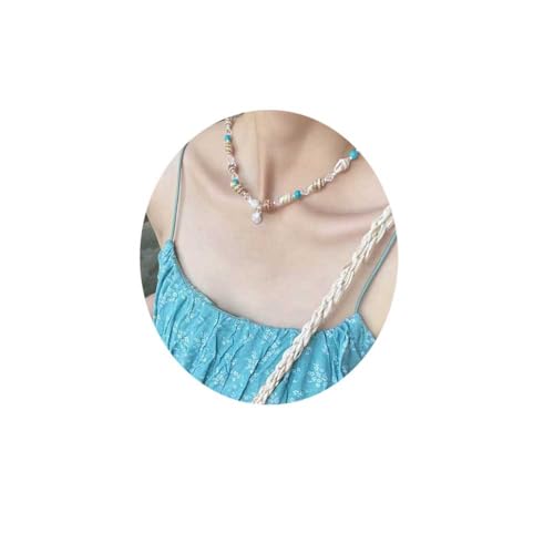 Clataly Conch Halsketten Türkis Knöchel Seestern Anhänger Füße Kette Perlen Halskette Knöchel Strand Zubehör für Frauen Mädchen (Halskette) von Clataly