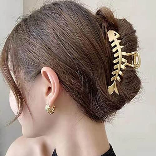 Clataly Fishbone Clip Große Haarspange Hai Clip Nette Tierform Haarnadel Haarzubehör für Frauen und Mädchen (Gold) von Clataly