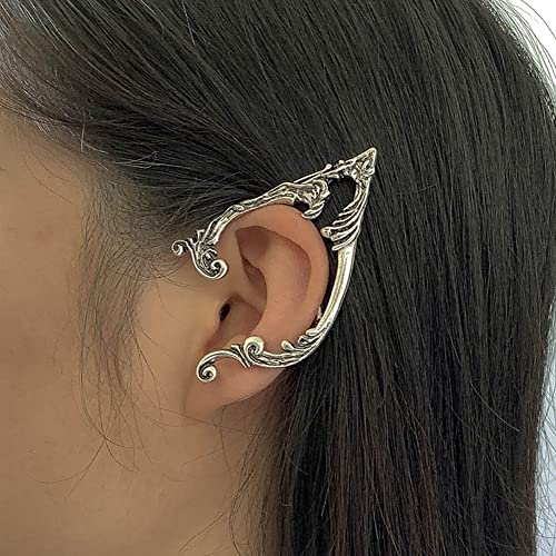 Clataly Gothic Hohl Ohr Katze Kontur Ohr Elfen Clip Ohrringe Hintergrund Cosplay Ohr Wraps Ohr Clip Schmuck für Teenager Frauen (Retro Silber) von Clataly