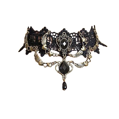 Clataly Gothic Schwarz Sexy Spitze Kragen Quaste Choker Halloween Party Zubehör für Frauen Mädchen (Schwarze Halskette 10) von Clataly