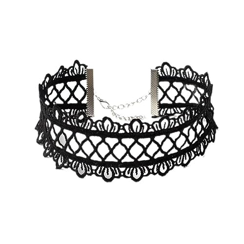 Clataly Gothic Schwarz Sexy Spitze Kragen Quaste Choker Halloween Party Zubehör für Frauen Mädchen (Schwarze Halskette 2) von Clataly