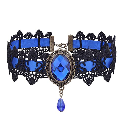 Clataly Halskette Ausgraben Blume Kragen Kette Wasser Tropfen Clavicle Choker Halskette Schmuck Halloween Party Zubehör für Frauen Mädchen (Blau) von Clataly