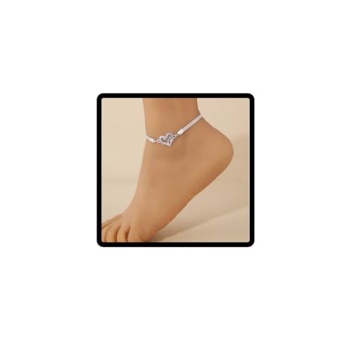 Clataly Herz Knöchel Kristall Knöchel Armband Einstellbare Sommer Strand Fuß Kette Schmuck für Frauen Mädchen (Silber) von Clataly
