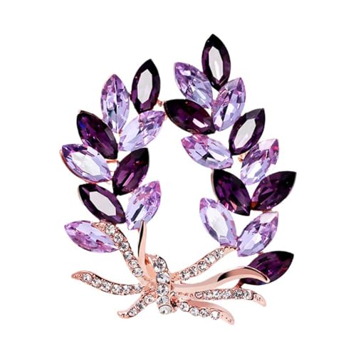 Clataly Kristall Bauhinia Bouquet Brosche Anti Blendung Sicherheit Pin Strass Weizen Brosche Anzug Zubehör Schmuck für Frauen Mädchen (Lila) von Clataly