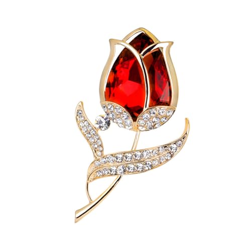 Clataly Kristall Blume Brosche Party Strass Broschen Schmuck für Frauen und Mädchen (Rot) von Clataly