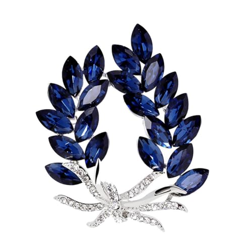 Clataly Kristall Bauhinia Bouquet Brosche Anti Blendung Sicherheit Pin Strass Weizen Brosche Anzug Zubehör Schmuck für Frauen Mädchen (Blau) von Clataly