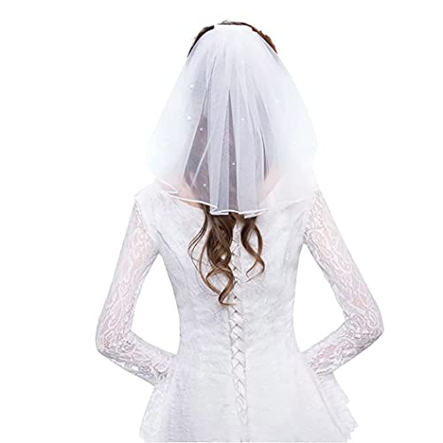Clataly Kristall Hochzeit Brautschleier Kurze 1-Tier Soft Mesh Schleier mit Metall Kamm Bachelorette Party Braut Geschenk zu sein (Weiß) von Clataly