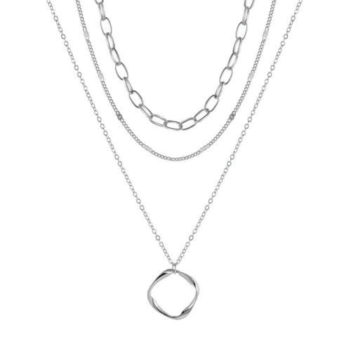 Clataly Layered Halsketten Kreis Anhänger Choker Halsketten Einstellbarer Schmuck für Frauen Mädchen (Silber) von Clataly