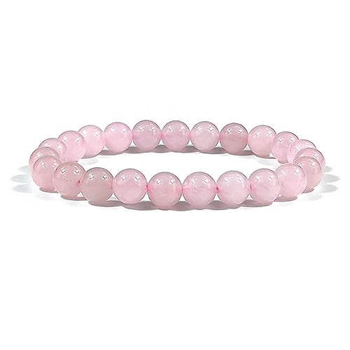 Clataly Natürliche Kristall Rosa Armbänder Elefant Anhänger Armband 8 mm Eis Transparent Pink Elastic Armband Schmuck für Frauen Mädchen (Rosa A) von Clataly