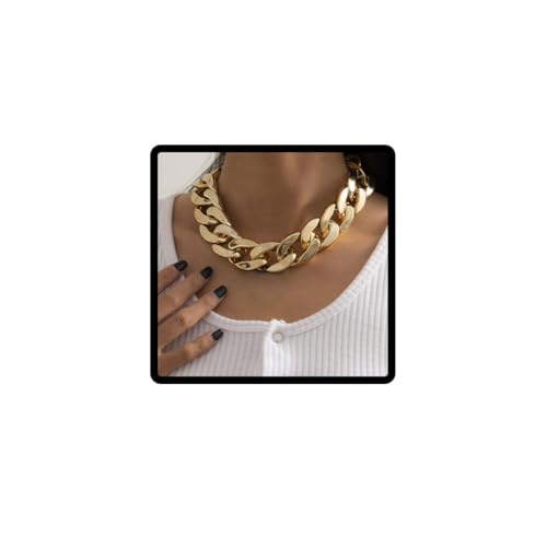 Clataly Punk Stil Dicke Kette Halskette Kubanische Link Kette Chunky Kette Hip-Hop Choker Halsketten Schmuck für Frauen Mädchen (Gold) von Clataly