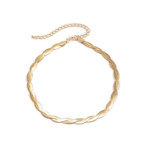 Clataly Schlange Knochen Kette Halskette Hip Hop Choker Halsketten Gewebte weiche Schlange Knochen Kette Kragen Halskette Schmuck für Frauen Mädchen (Gold) von Clataly