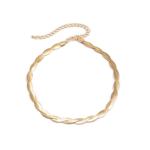 Clataly Schlange Knochen Kette Halskette Hip Hop Choker Halsketten Gewebte weiche Schlange Knochen Kette Kragen Halskette Schmuck für Frauen Mädchen (Gold) von Clataly