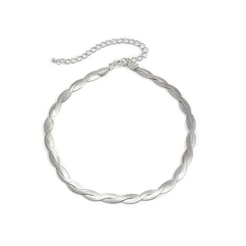 Clataly Schlange Knochen Kette Halskette Hip Hop Choker Halsketten Gewebte weiche Schlange Knochen Kette Kragen Halskette Schmuck für Frauen Mädchen (Silber) von Clataly