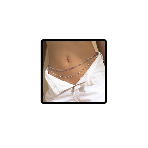Clataly Schmetterling Taille Kette Perle Gürtel Anhänger Taille Kette Brief Bauch Körper Kette Körper Zubehör Sommer Strand Nachtclub Party (Silber B) von Clataly