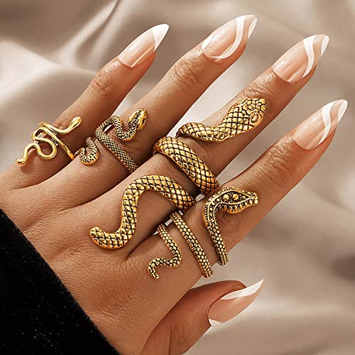 Clataly Vintage Schlange Offene Ringe Kristall Kreuz Index Finger Ring Pintail Ring Schmuck Geschenke für Frauen und Mädchen (Gold) von Clataly