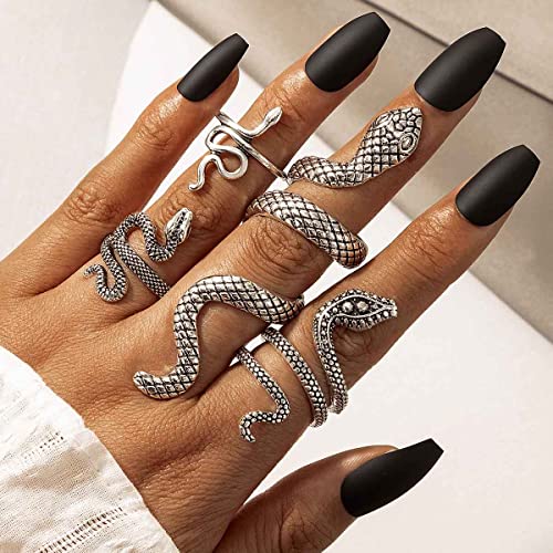 Clataly Vintage Schlange Offene Ringe Kristall Kreuz Index Finger Ring Pintail Ring Schmuck Geschenke für Frauen und Mädchen (Silber) von Clataly
