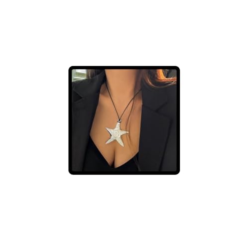 Clataly übertrieben Pentagram Seestern Halskette Schwarz Wachs Faden Halsketten Einstellbarer Schmuck für Frauen Mädchen von Clataly