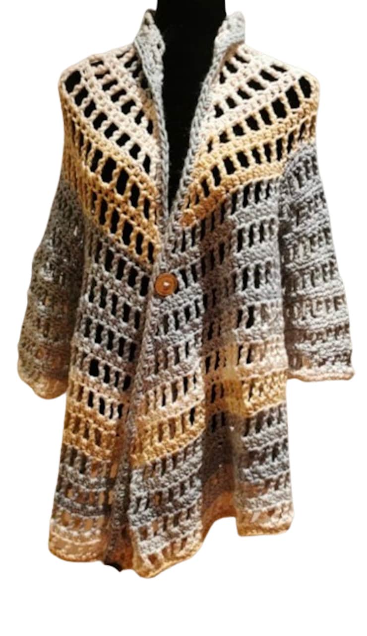 Ombre Tan Und Beige Cardigan, Häkeljacke Von Claudia's Crochet Creations Ombre Tan Und Beige Cardigan, Häkeljacke Von Claudia's Crochet Creations von ClaudiasCrochet