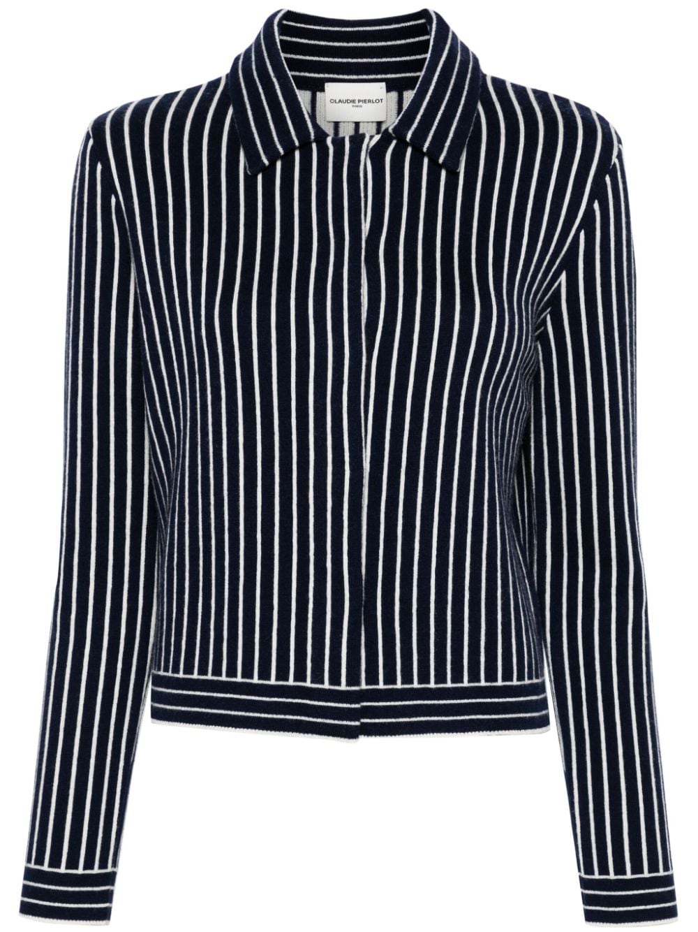 Claudie Pierlot Gestreifter Cardigan mit glattem Kragen - Blau von Claudie Pierlot