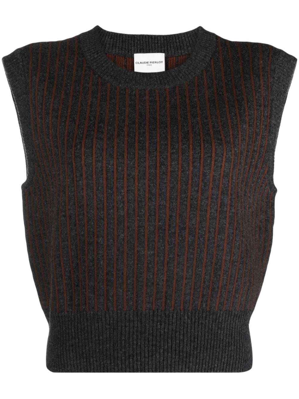 Claudie Pierlot Gestreiftes Top mit Rundhalsausschnitt - Grau von Claudie Pierlot