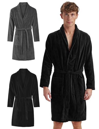 Claudio Bademantel Herren Frotté – 100% Bio–Baumwolle – Oeko–Tex Zertifiziert – Weich & Saugstark – XL – Schwarz von Claudio