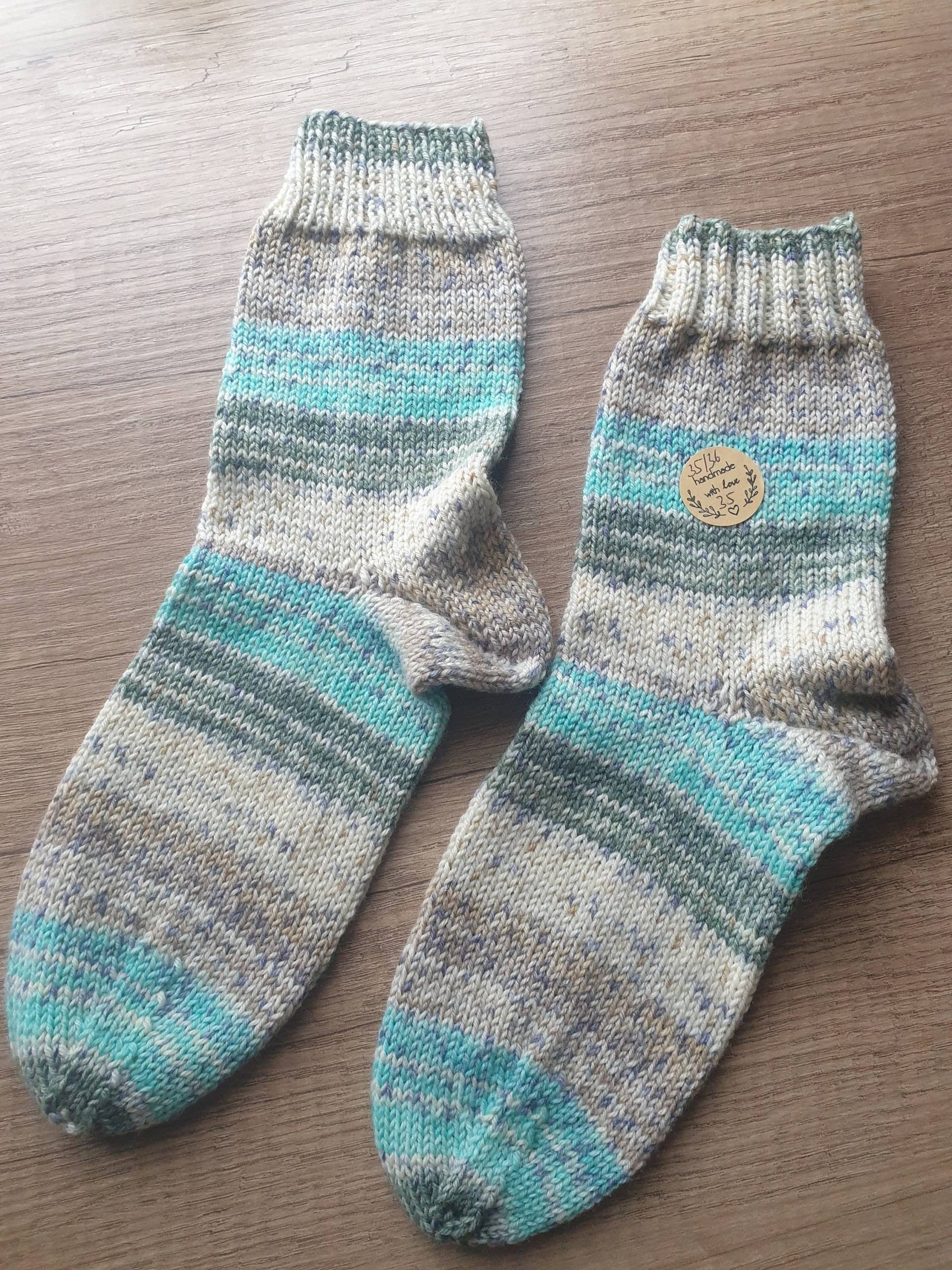 Handgestrickte Kindersocken Blau Beige Gr 35 36 Warm Kratzfrei Handgestrickte Kindersocken Blau Beige Gr 35 36 Warm Kratzfrei von ClaudisWollstube