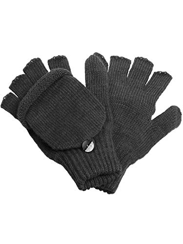 Claus Modes Damen/Mädchen Halbfinger Handschuh mit Klappe melange Farben, Farben:dunkelgrau, Handschuhgröße:Damen von Claus Modes