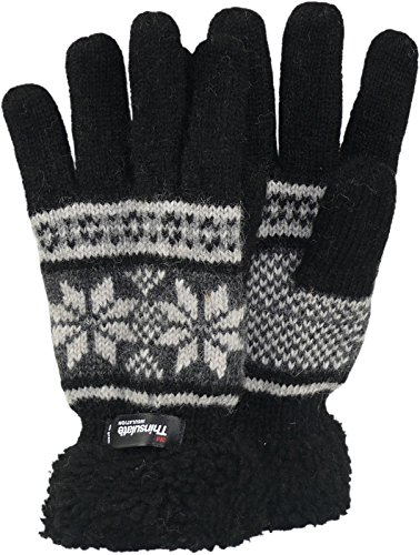 Claus Modes Damen Finger Handschuh mit Norweger Muster Thinsulate, Farben:schwarz, Handschuhgröße:XL von Claus Modes