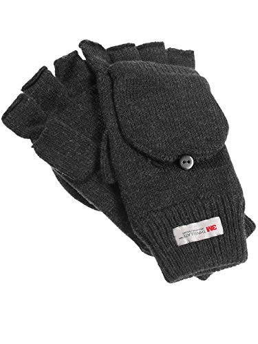 Claus Modes Damen Herren Halbfinger Handschuh mit Klappe warm gefüttert, Farben:dunkelgrau, Handschuhgröße:Herren von Claus Modes