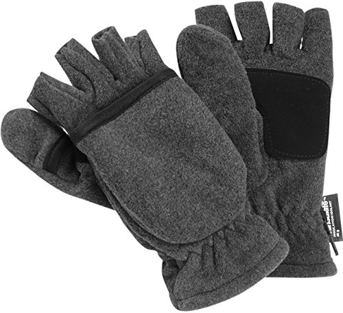 Claus Modes Herren Fleece Handschuhe mit Thinsulate und Klappe Magnet, Farben:dunkelgrau, Handschuhgröße:L/XL von Claus Modes