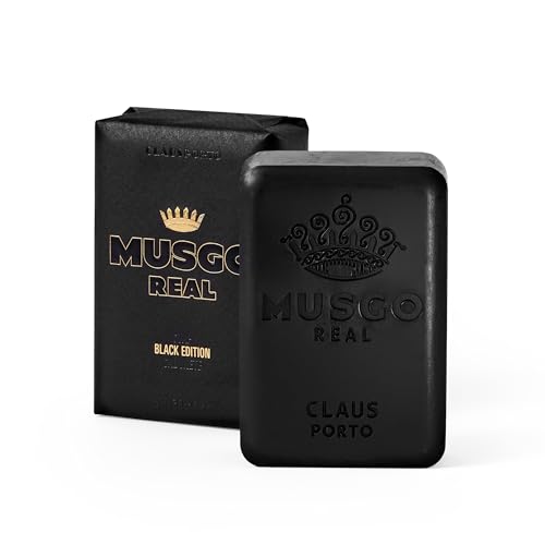 Claus Porto Black Edition Körperseife für Männer und Frauen, entgiftend, reinigend, pflegend, handgefertigt, aromatisch, verjüngend (160 g) von Claus Porto