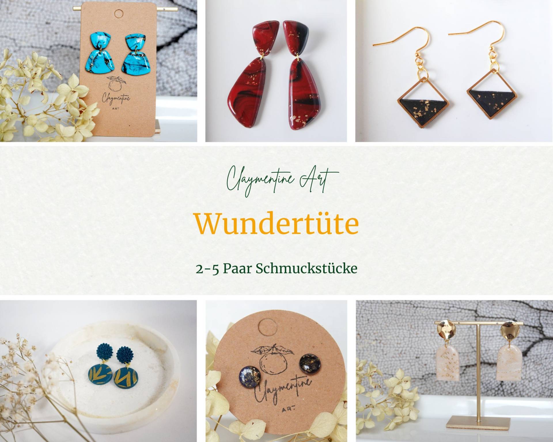 Wundertüte 2-5 Paar Handgemachte Schmuckstücke Aus Polymerton, Mystery Box von ClaymentineArt