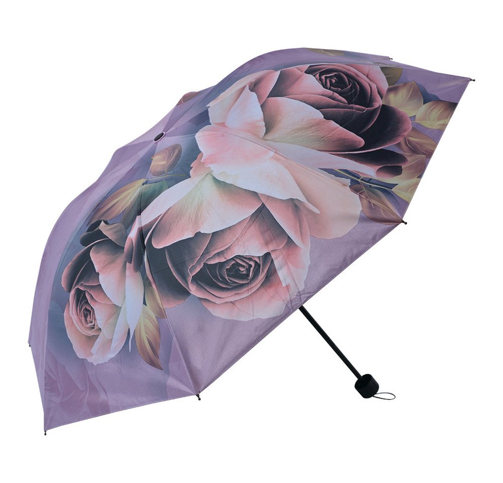 Clayre & Eef Taschenregenschirm Regenschirm mit Blumenmotiv von Clayre & Eef – Taschenschirm mit Hülle, klein zusammenfaltbar, mit Schutzhülle, Taschenschirm von Clayre & Eef